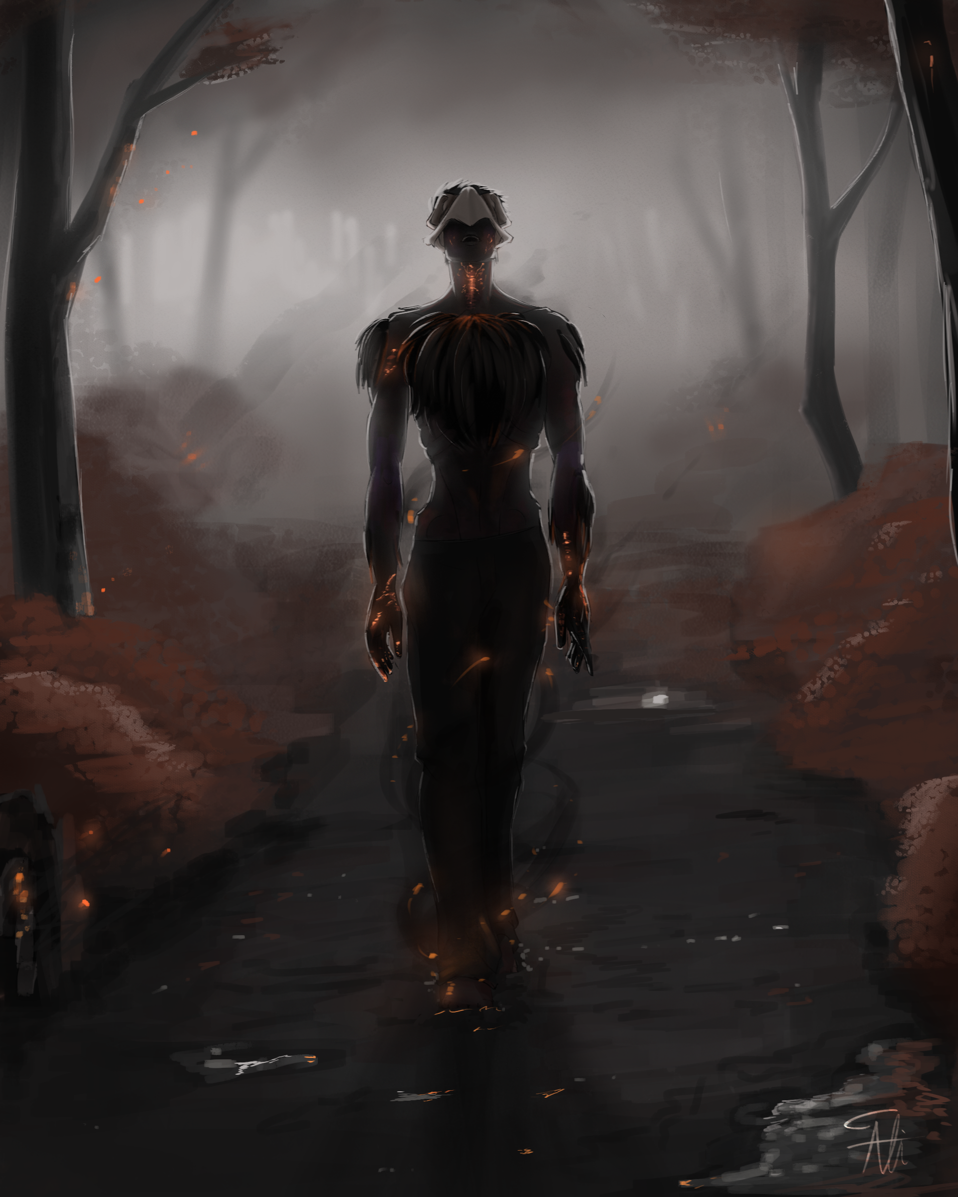 A painting inspired by my favorite song, 'Crow Fisher' by Crimson Child. It's the kind of song you CAN'T scrub through on your first listen, it has a very intentional buildup and payoff.